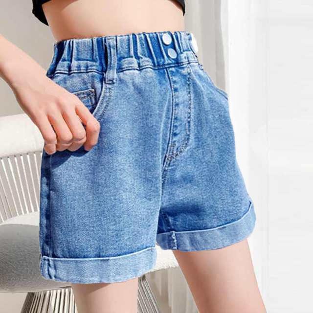 ショートパンツ 女の子 夏用 デニムショートパンツ 短パン 半ズボン ボトムス ロールアップ ジュニア デニムパンツ かわいい オシャレ 110 12 |  | 01