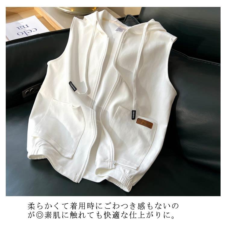 パーカー 夏用 パーカーベスト フード付き ノースリーブパーカー ベスト ジレ 前開き レディース スウエット トップス アウター ノースリーブ 羽織 |  | 10