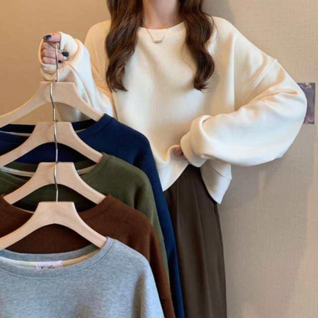 スウェット レディース トップス カジュアル トレーナー プルオーバー クロップド丈 ショート丈 ボリューム袖 春 秋 冬 お洒落 20代 30代 送 |  | 01