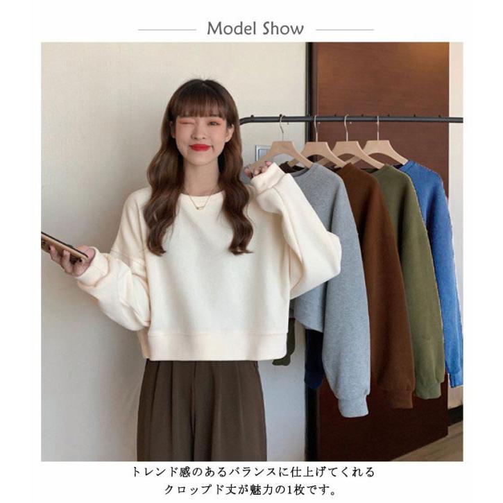 スウェット レディース トップス カジュアル トレーナー プルオーバー クロップド丈 ショート丈 ボリューム袖 春 秋 冬 お洒落 20代 30代 送 |  | 07
