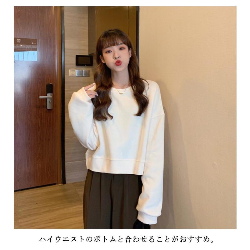 スウェット レディース トップス カジュアル トレーナー プルオーバー クロップド丈 ショート丈 ボリューム袖 春 秋 冬 お洒落 20代 30代 送 |  | 09