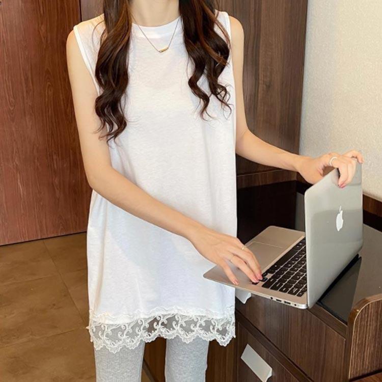 タンクトップ トップス レディース ノースリーブ Tシャツ レース裾 レイヤードタンクトップ インナー 重ね着 大きいサイズ ロングタンクトップ 春 |  | 03