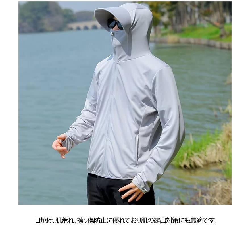 UVカット パーカー ラッシュガード レディース UVカット ワークマン メンズ 長袖 紫外線対策 フード付き マスク付き 指穴 つば ひんやり 接触 |  | 09