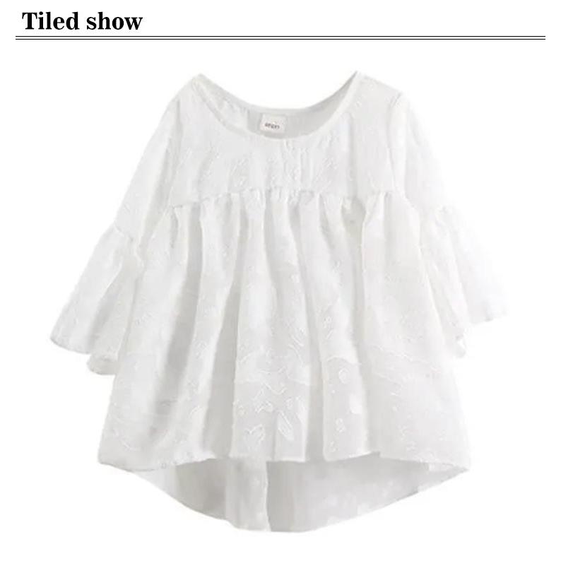 女の子 シフォンブラウス ブラウス キッズ レースブラウス 7分袖 透け感 可愛い フレア袖 子供服 ガールズ おしゃれブラウス トップス ジュニア |  | 11
