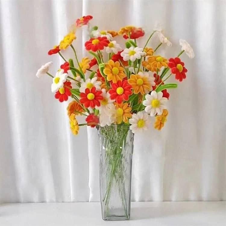 モールフラワー 手作りキット 菊 45本 ひなぎく 花束 モールアート 手芸 工作 セット 子供 小学生 初心者 簡単 造花 手芸用 カラーモール 材 |  | 03