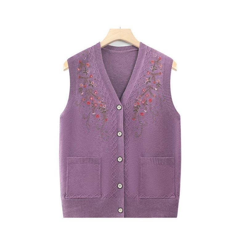 ニットＶ首ベスト(婦人) 花柄刺繍ベスト 婦人服 シニア レディース ファッション 春夏 羽織り 高齢者 服 シニア レディース トップス 春夏 前開 |  | 12