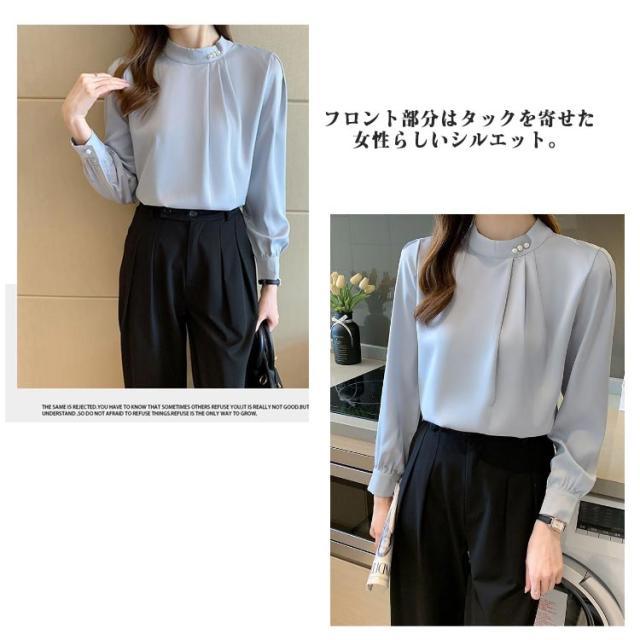 ブラウス レディース パール付き 長袖シャツ ブラウス ビジネス スーツインナー シフォンシャツ タックブラウス フォーマル トップス 仕事 ビジネス |  | 12