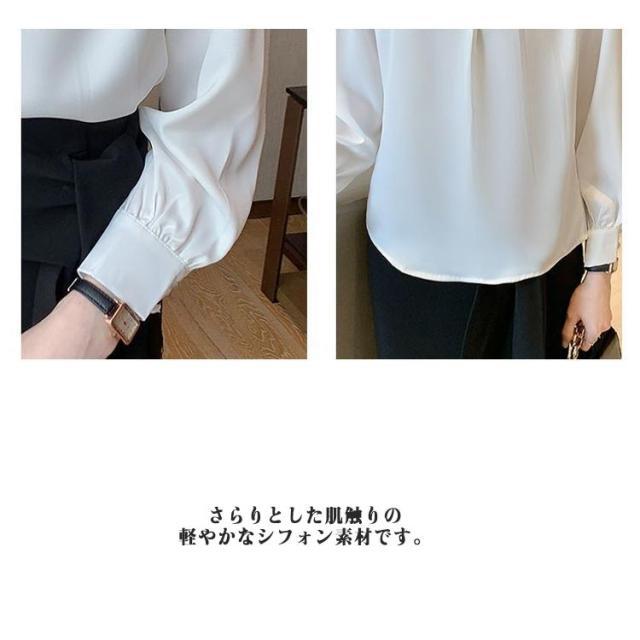 ブラウス レディース パール付き 長袖シャツ ブラウス ビジネス スーツインナー シフォンシャツ タックブラウス フォーマル トップス 仕事 ビジネス |  | 08
