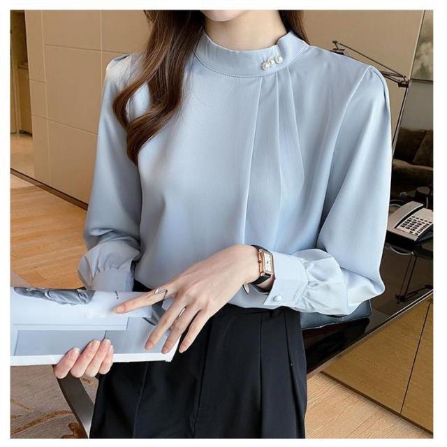 ブラウス レディース パール付き 長袖シャツ ブラウス ビジネス スーツインナー シフォンシャツ タックブラウス フォーマル トップス 仕事 ビジネス |  | 09