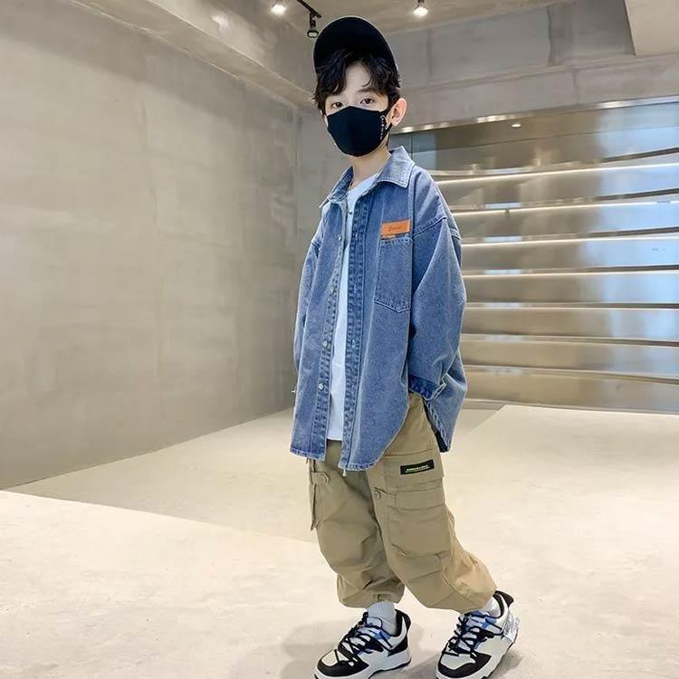 デニムシャツ キッズ 長袖シャツ 男の子 女の子 デニム トップス 羽織り アウター ブラウス 襟付き ボタンシャツ 前開き 子供服 子ども服 Gジャ |  | 03