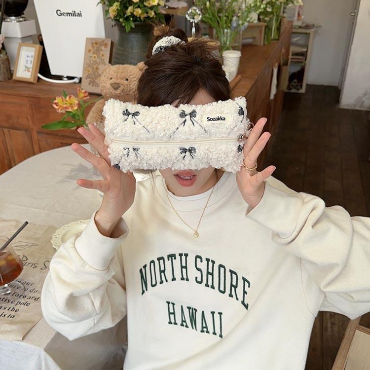 ペンケース かわいい リボン刺繍 もこもこ 大容量 高校生 筆箱 筆入れ ペン入れ ペンポーチ 化粧ポーチ ふわふわ 小学生 中学生 化粧品収納 小物 |  | 04