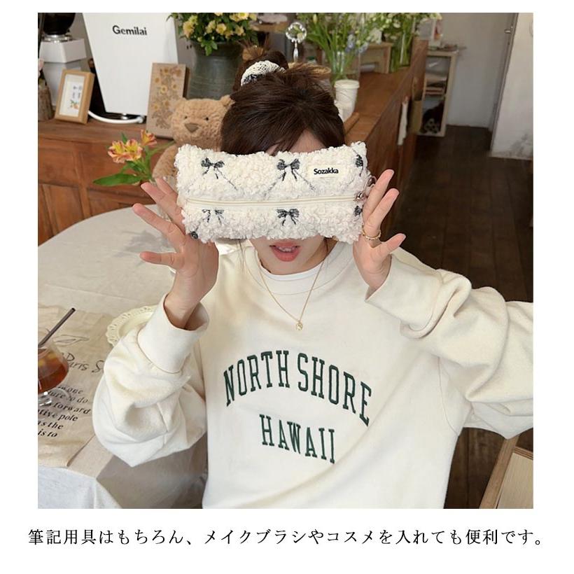 ペンケース かわいい リボン刺繍 もこもこ 大容量 高校生 筆箱 筆入れ ペン入れ ペンポーチ 化粧ポーチ ふわふわ 小学生 中学生 化粧品収納 小物 |  | 07