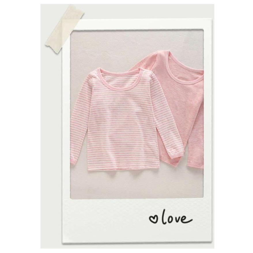 2枚セット インナーシャツ キッズ 子供 長袖 Tシャツ 肌着 綿 コットン ロンT ジュニア 女の子 男の子 中学生 小学生 無地 ボーダー柄 通園 |  | 16