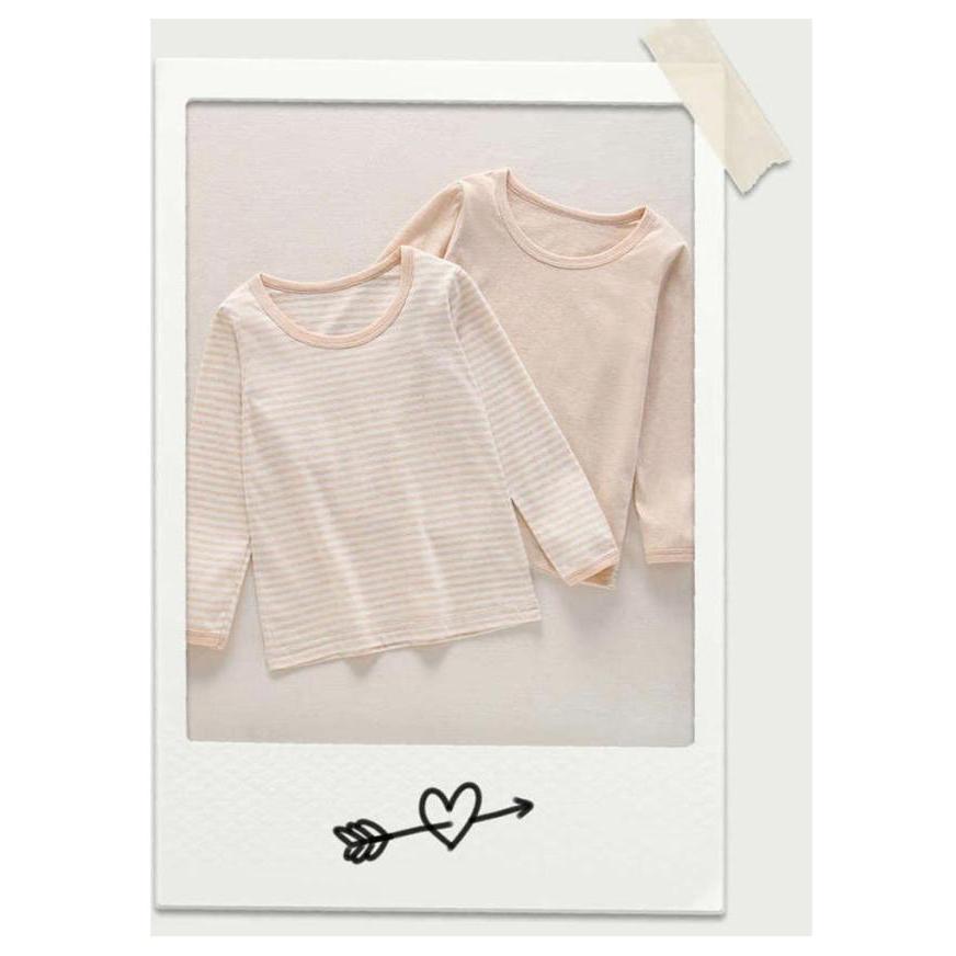 2枚セット インナーシャツ キッズ 子供 長袖 Tシャツ 肌着 綿 コットン ロンT ジュニア 女の子 男の子 中学生 小学生 無地 ボーダー柄 通園 |  | 17