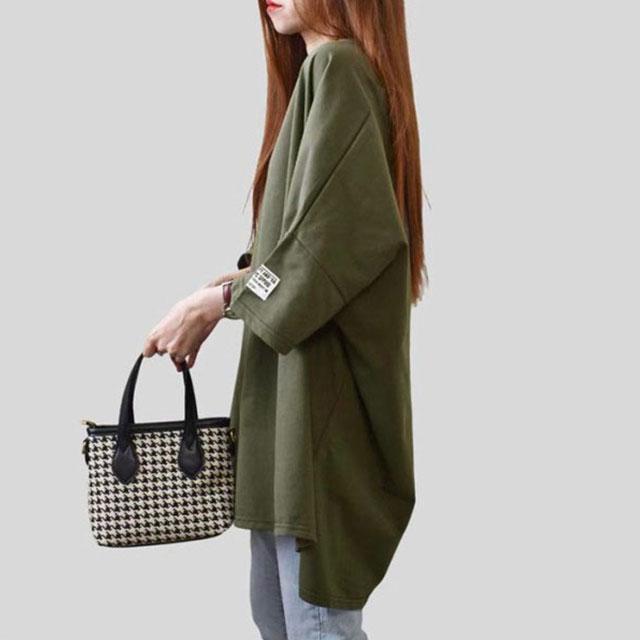 半袖ロングTシャツ レディース ティシャツ チュニック ロング丈 トップス カットソー 無地 5分袖 ビッグシルエット ドロップショルダー ゆったり |  | 04