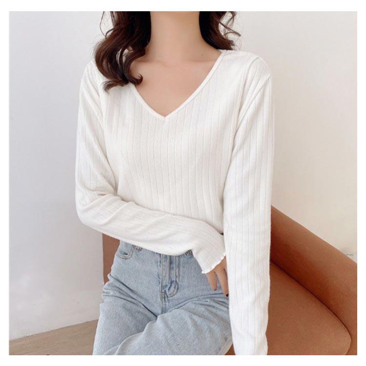 マタニティ カットソー 長袖 Tシャツ 授乳口付トップス インナー プルオーバー Vネック リブ 薄手 春 秋 無地 全3色 |  | 11