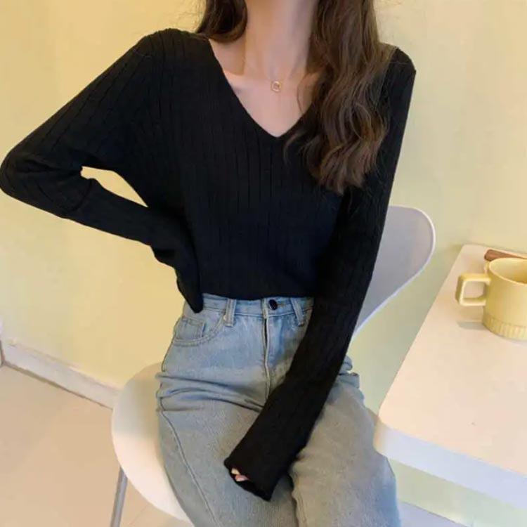 マタニティ カットソー 長袖 Tシャツ 授乳口付トップス インナー プルオーバー Vネック リブ 薄手 春 秋 無地 全3色 |  | 01