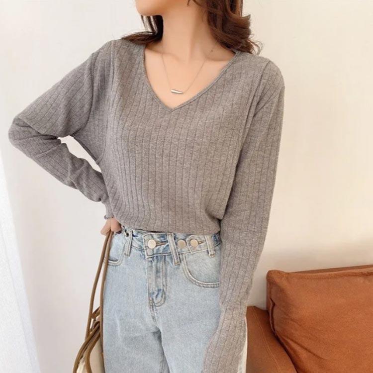 マタニティ カットソー 長袖 Tシャツ 授乳口付トップス インナー プルオーバー Vネック リブ 薄手 春 秋 無地 全3色 |  | 03
