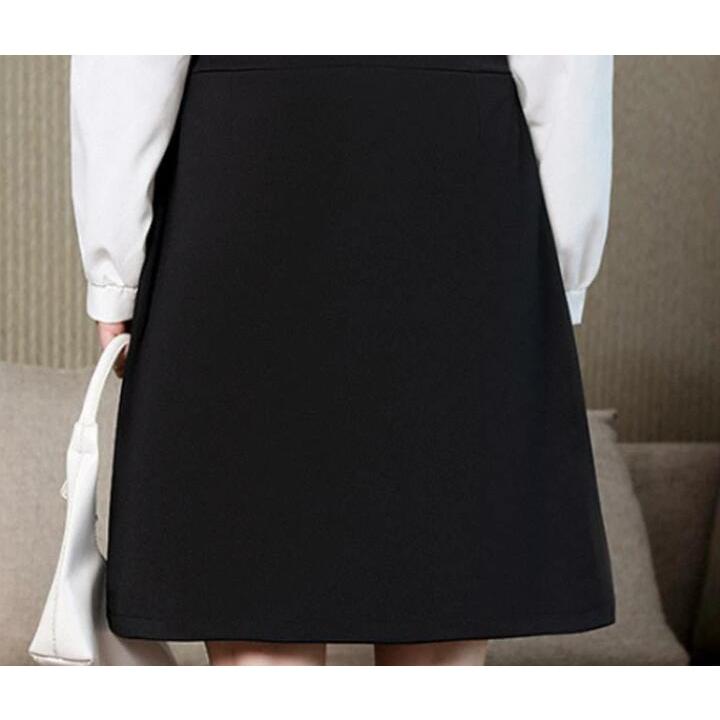 事務服 スカート Aラインスカート 膝上丈 ポケットあり ウェストゴム 制服 ボトム 洗える 企業 ユニフォーム 事務員 受付 オフィス ビジネス 通 |  | 04
