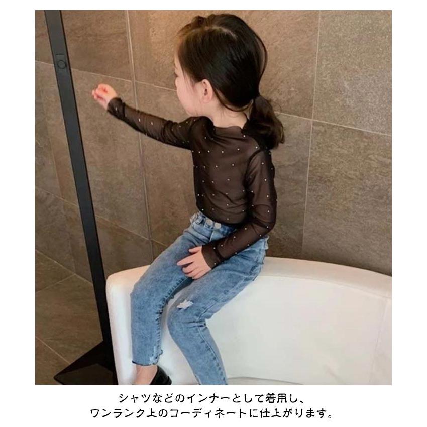 【2枚セット】キッズ シアートップス スパンコール 女の子 レイヤード 薄手 長袖Tシャツ 無地 きらきら おしゃれ 長袖 カットソー 重ね着 子供服 |  | 11