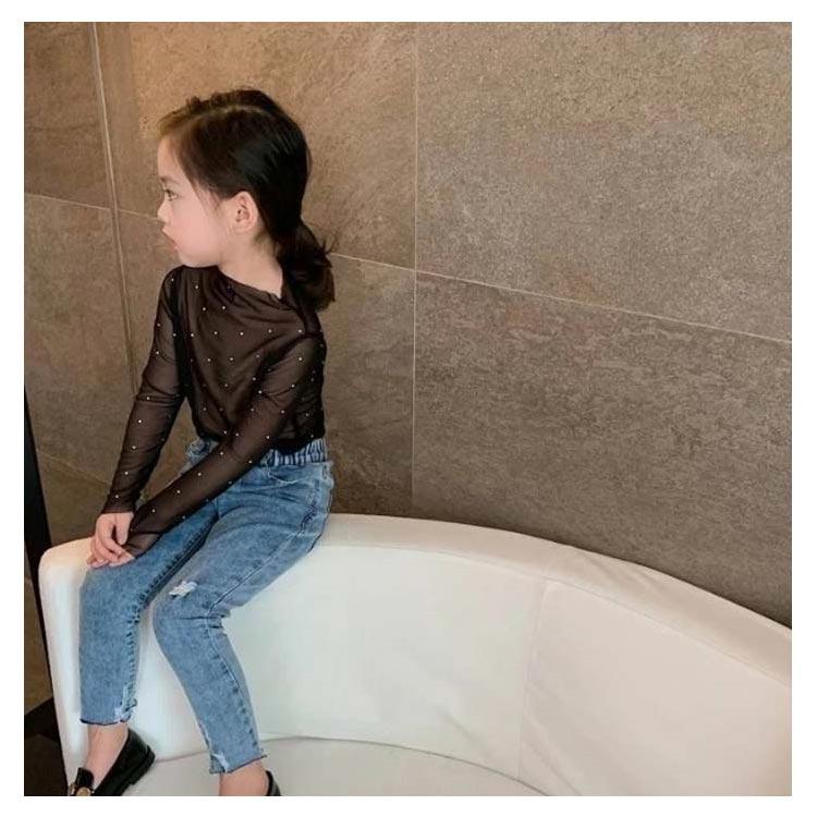 【2枚セット】キッズ シアートップス スパンコール 女の子 レイヤード 薄手 長袖Tシャツ 無地 きらきら おしゃれ 長袖 カットソー 重ね着 子供服 |  | 12