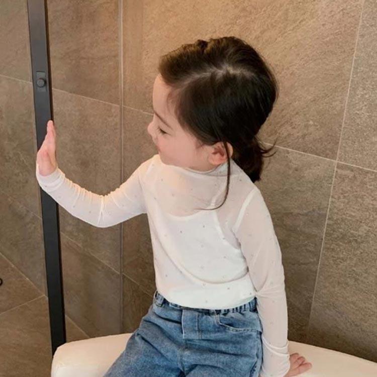 【2枚セット】キッズ シアートップス スパンコール 女の子 レイヤード 薄手 長袖Tシャツ 無地 きらきら おしゃれ 長袖 カットソー 重ね着 子供服 |  | 03