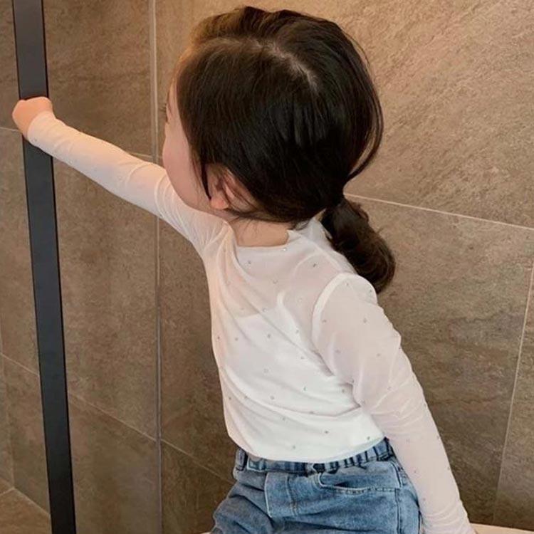 【2枚セット】キッズ シアートップス スパンコール 女の子 レイヤード 薄手 長袖Tシャツ 無地 きらきら おしゃれ 長袖 カットソー 重ね着 子供服 |  | 04