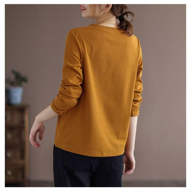 カットソー ロンT Vネック Tシャツ レディース 長袖 ティシャツ トップス インナー シンプル オフィス カジュアル 長袖tシャツ おしゃれ 無地 |  | 15
