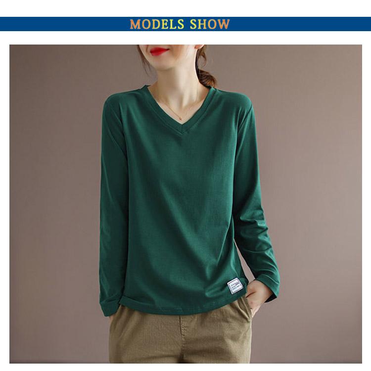カットソー ロンT Vネック Tシャツ レディース 長袖 ティシャツ トップス インナー シンプル オフィス カジュアル 長袖tシャツ おしゃれ 無地 |  | 07