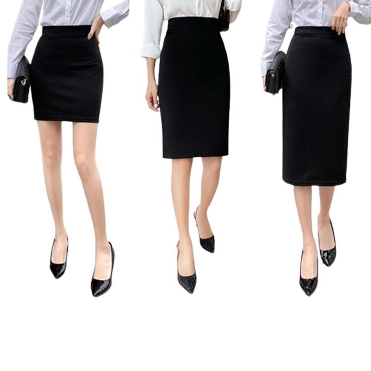 事務服 スカート 選べる着丈 ウエストゴム ストレッチ 制服 オフィス 企業 ユニフォーム タイトスカート レディース 膝丈 大きいサイズ 黒 リクル |  | 01