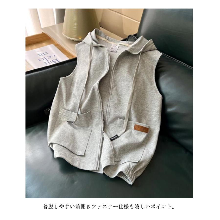 ベスト パーカー 前開き レディース フード付き ジップアップ トップス パーカーベスト ノースリーブ 春夏 秋 ジレ アウター 重ね着 レイヤード |  | 10