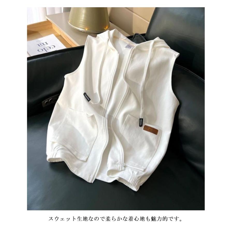 ベスト パーカー 前開き レディース フード付き ジップアップ トップス パーカーベスト ノースリーブ 春夏 秋 ジレ アウター 重ね着 レイヤード |  | 08