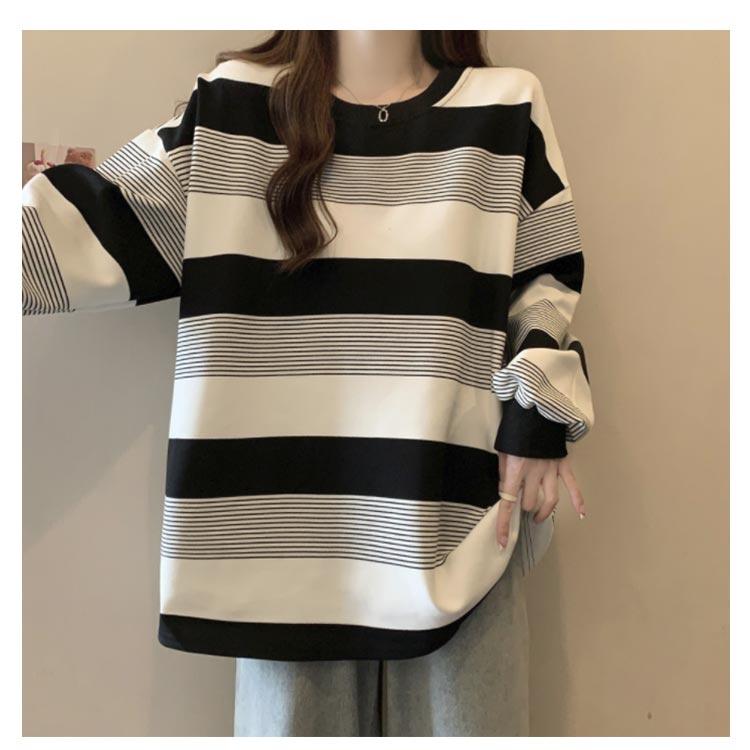 ゆったり お洒落 ロングTシャツ オーバーサイズ ゆるっと ロンT 韓国 ボーダー レディース トップス カットソー 韓国 春 秋 長袖tシャツ リラ |  | 13