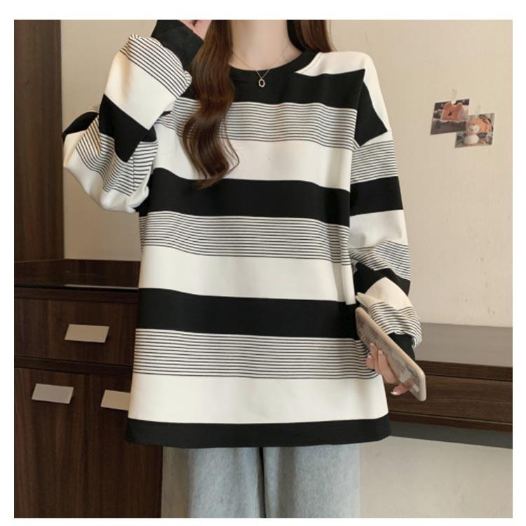 ゆったり お洒落 ロングTシャツ オーバーサイズ ゆるっと ロンT 韓国 ボーダー レディース トップス カットソー 韓国 春 秋 長袖tシャツ リラ |  | 14