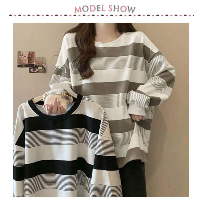 ゆったり お洒落 ロングTシャツ オーバーサイズ ゆるっと ロンT 韓国 ボーダー レディース トップス カットソー 韓国 春 秋 長袖tシャツ リラ |  | 07