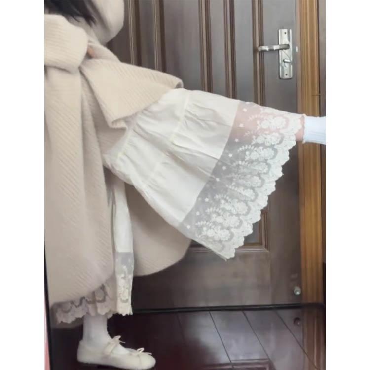 ペチパンツ レース 重ね着 透け感 ロング ワイドパンツ レディース おしゃれ ロングパンツ ワンピース下 裾レース 春夏秋 九分丈 ボトムス 下着 |  | 04
