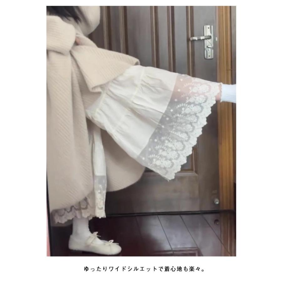 ペチパンツ レース 重ね着 透け感 ロング ワイドパンツ レディース おしゃれ ロングパンツ ワンピース下 裾レース 春夏秋 九分丈 ボトムス 下着 |  | 08