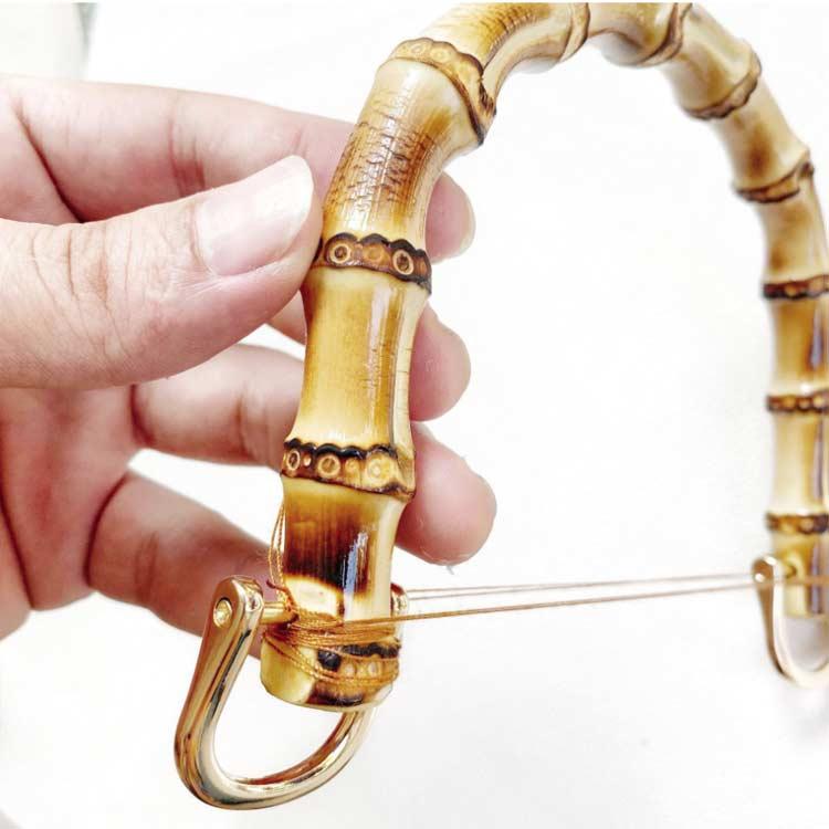 【2本組】バンブー 持ち手 バッグ 取っ手 金具付き ゴールド 内幅120mm/95mm 竹持ち手 修理 交換用 付け替え ハンドル 竹 U型 丸型 |  | 03