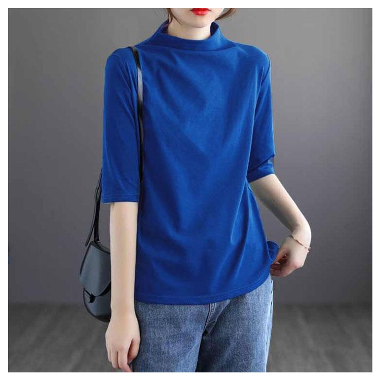 首もとをおしゃれに隠せる！ハイネック 半袖 tシャツ レディース 5分袖 トップス ゆったり 夏服 ボトルネック uvカット ハイネックtシャツ カッ |  | 14