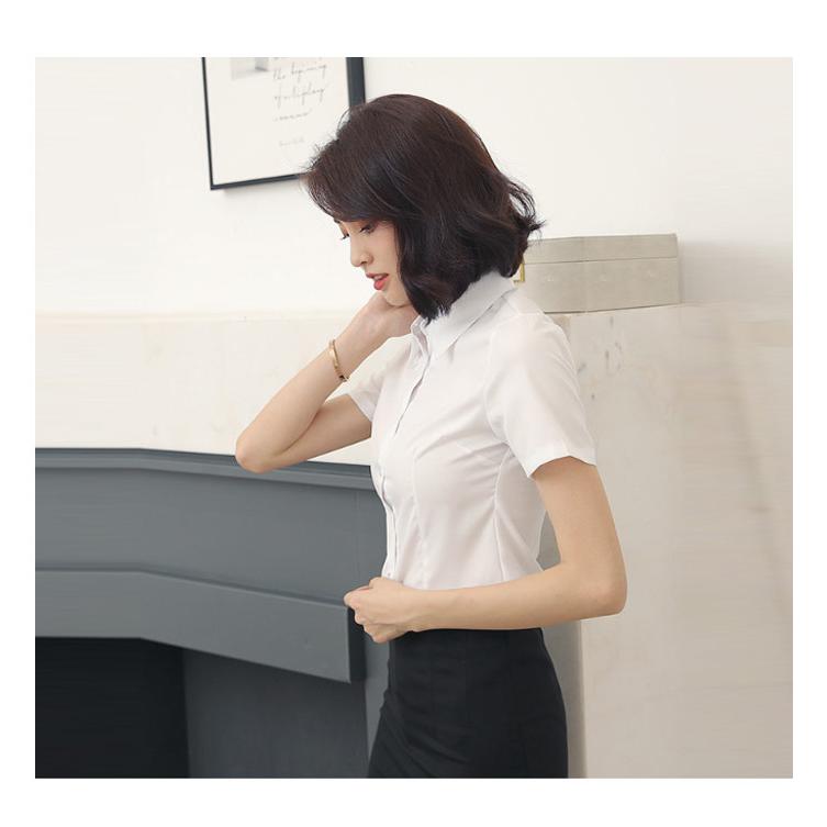 シャツ レディース 半袖/長袖 スーツ インナー オフィス ビジネス 事務服 シワになりにくい 形態安定 ノーアイロン ワイシャツ 白 黒 無地 Yシ |  | 15