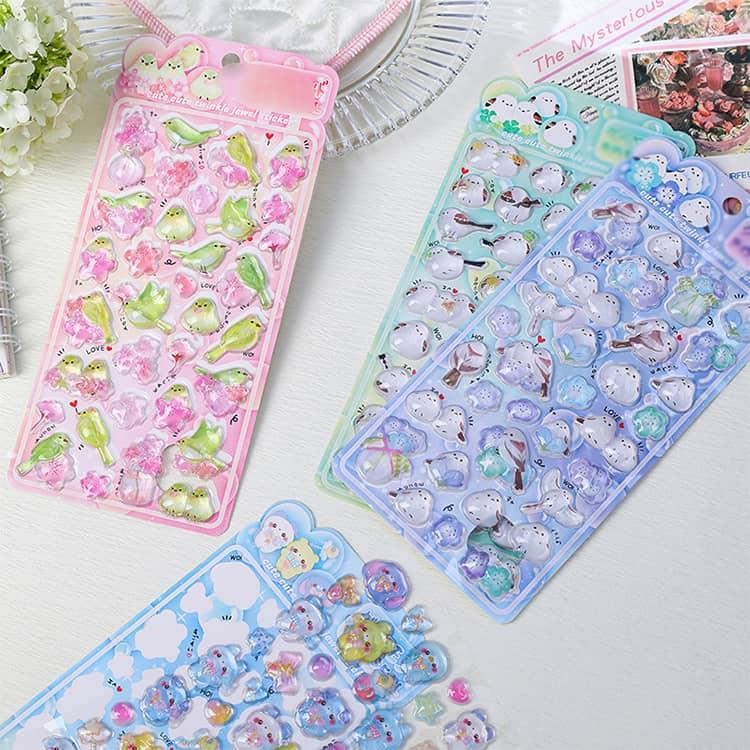 【4枚セット】シマエナガ ぷくぷくシール 鳥 ぷっくりシール つやつや キラキラ 3D立体シール 3dシール 平成レトロ デコシール おはじきシール |  | 14