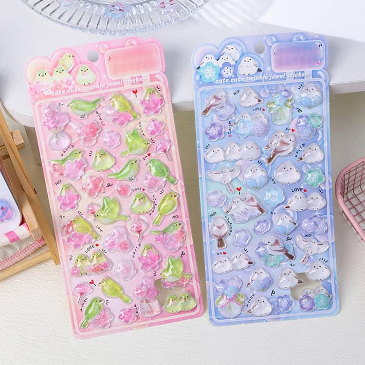 【4枚セット】シマエナガ ぷくぷくシール 鳥 ぷっくりシール つやつや キラキラ 3D立体シール 3dシール 平成レトロ デコシール おはじきシール |  | 15