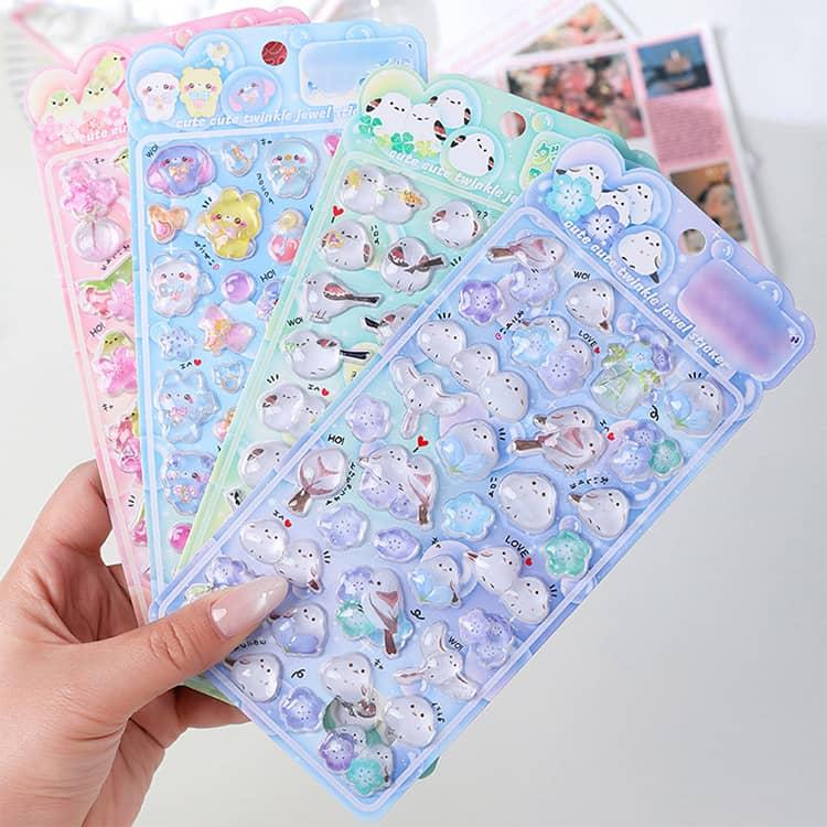 【4枚セット】シマエナガ ぷくぷくシール 鳥 ぷっくりシール つやつや キラキラ 3D立体シール 3dシール 平成レトロ デコシール おはじきシール |  | 02