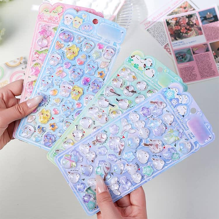 【4枚セット】シマエナガ ぷくぷくシール 鳥 ぷっくりシール つやつや キラキラ 3D立体シール 3dシール 平成レトロ デコシール おはじきシール |  | 03