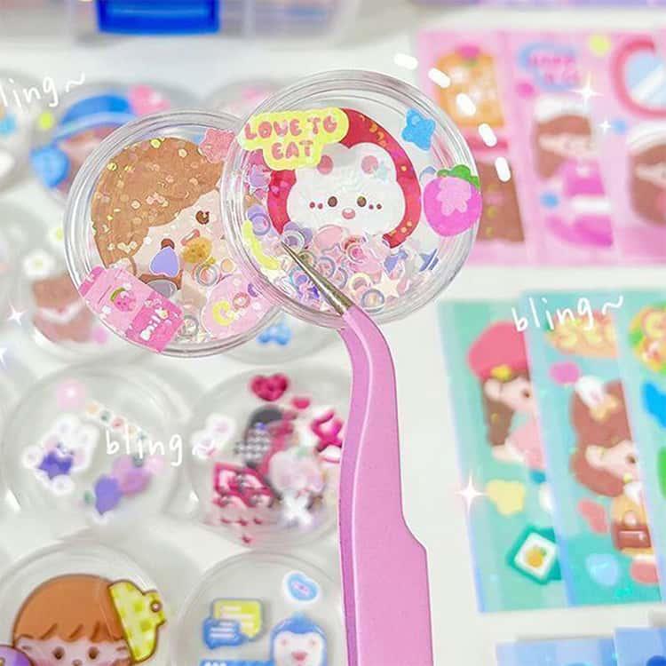 50個セット カプセルシール 作れる 手作りキット シャカシャカ動く カプセル 簡単 初心者 レジン不要 トークンカプセル ホルダー 子ども シール |  | 02