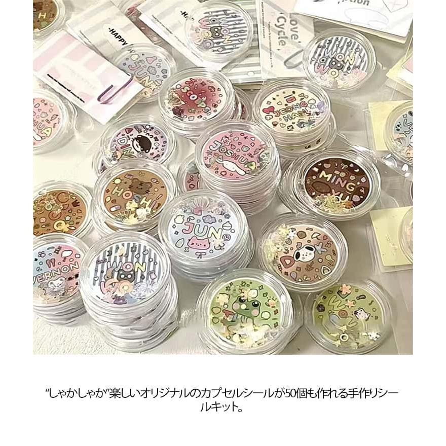 50個セット カプセルシール 作れる 手作りキット シャカシャカ動く カプセル 簡単 初心者 レジン不要 トークンカプセル ホルダー 子ども シール |  | 08