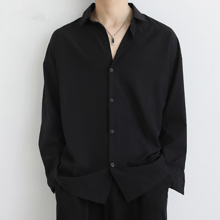 シャツ 接触冷感 メンズ 長袖 カジュアルシャツ 開襟シャツ 夏 涼しい アイスシルクシャツ おしゃれ 黒 白 グレー シンプル 無地 吸水速乾 オー |  | 01