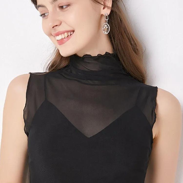 ハイネック トップス レディース タンクトップ ノースリーブ カットソー 袖なし Tシャツ シアー メッシュ シアートップス インナー レイヤード 重 |  | 03