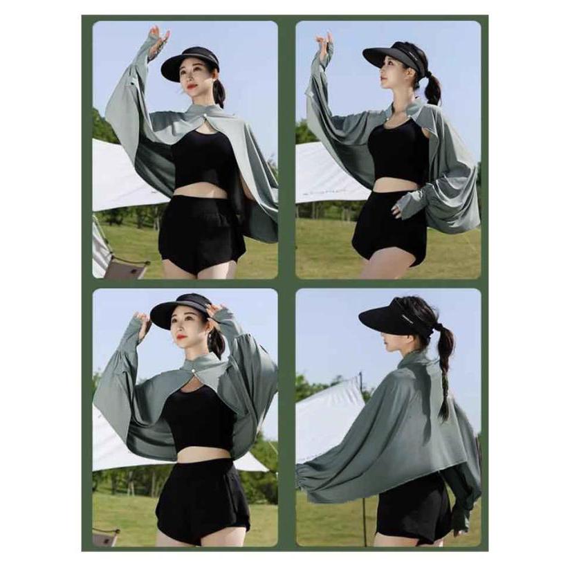 立ち襟 UVカット ボレロ 接触冷感 ポンチョ UPF50   カーディガン 夏用 薄手 レディース アームカバー 可愛い UV パーカー 日焼け対策 |  | 14