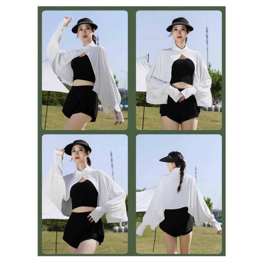 立ち襟 UVカット ボレロ 接触冷感 ポンチョ UPF50   カーディガン 夏用 薄手 レディース アームカバー 可愛い UV パーカー 日焼け対策 |  | 16
